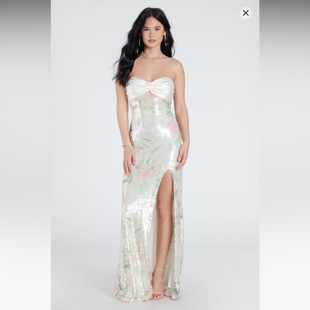 Windsor Floral Sequin Maxi Dress - Cream and Pink